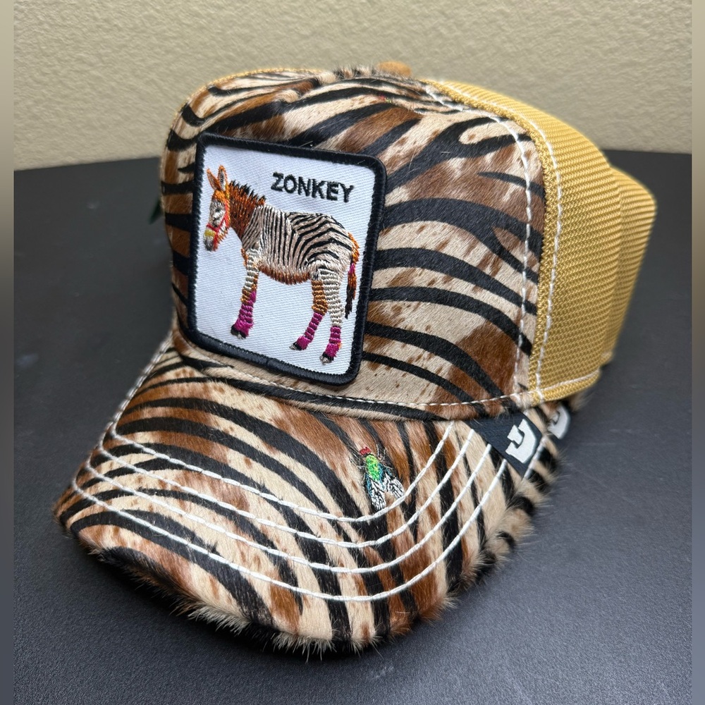 Goorin Bros Zonkey Zebra Donkey Pony Hair Trucker Hat The Farm Collection NWT
